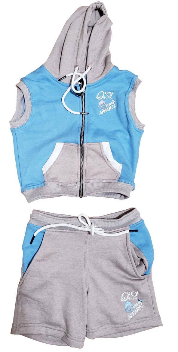 Mischief Sleeveless Hooded Short Set Q s Urban Wear